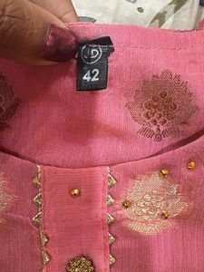 Banarasi orangish Pink Kurta Set with Dupatta