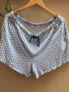 Blue Patterned Pajama Shorts