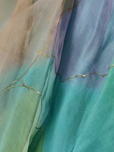 Colorful Puff Sleeve Organza Dress