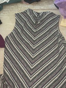 Striped Sleeveless Mock Neck Top