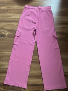 Pink Wide Leg Cargo Pants