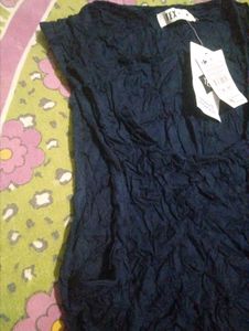 Crushed Navy Blue Sleeveless Top