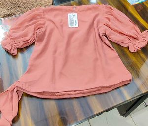 Stylish Peach Wrap Top