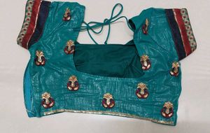 Embroidered Teal saree with blouse