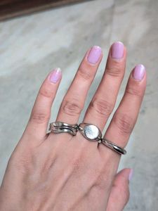 Set of 3 Unique Silver Tone Rings