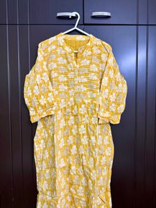 Yellow Sequin Print Kurta
