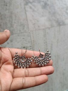 Oxidised Silver Jhumka Earrings