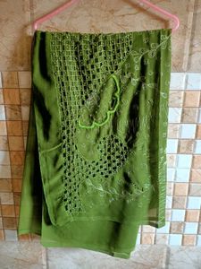 Designer Green Saree with Embellishments Georgette
