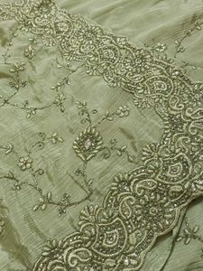 Elegant Embroidered Green Saree