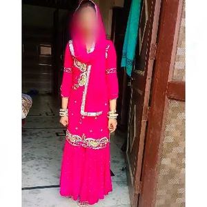 Beautiful Pink Kurta Set with Dupatta fully handwo