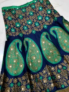 Beautiful Blue &amp; Green Embroidered Skirt