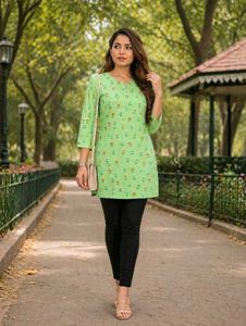 Chic Printed Green Kurta