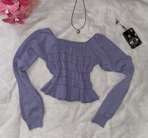 Purple Puff Sleeve off shoulder Top