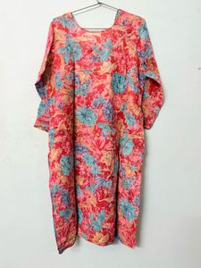 Floral Printed Red Pink Kurta set