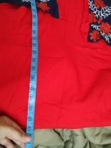 Red Dress with Floral Embroidery