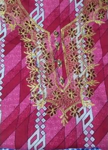 Embroidered Pink kurta fabric