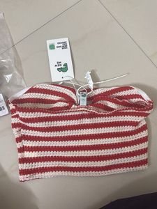 Striped Twist Front tube Top
