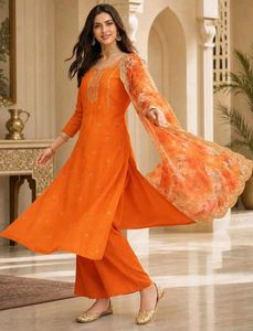 Vibrant Orange Kurta with Dupatta