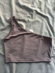 light brown one shoulder sleeves top
