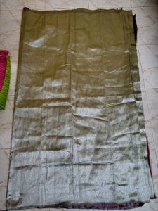 Elegant Silver Silk Saree with Maroon Border