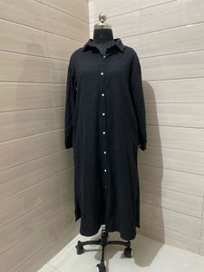 Elegant Black Button-Down Midi Dress