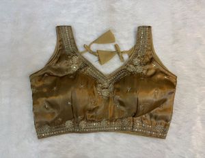 Embellished Brownish Organza Blouse