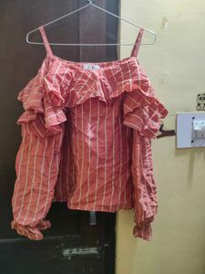 Chic Off-Shoulder Striped Ruffle Top