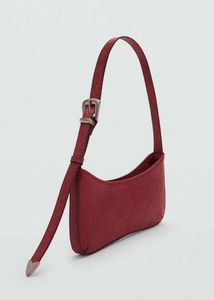 Mango Floral Textured Red Shoulder Bag