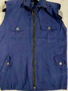 Men's Blue Sleeveless Jacket