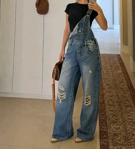 SHE.IN Wide Leg Denim Overalls