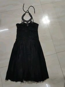 Elegant Black Halter Neck Dress