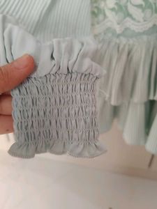 party wear Mint Lace Detail Blouse