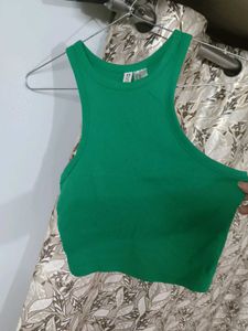 Vibrant Green Ribbed Racerback Tank Top