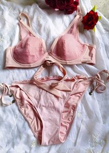 Pink Mesh Bikini Set