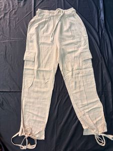 Beige Cargo Pants with Drawstring Waist