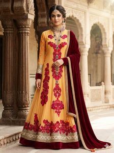 Stunning Yellow & Pink Gown Choli