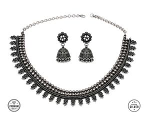 Oxidized Silver Necklace & Earring Set