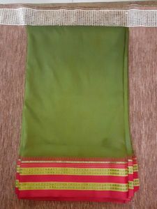 Elegant Olive Green Saree with Red Border