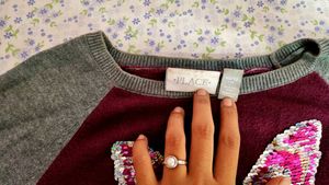 Burgundy Sweater with Butterfly Design