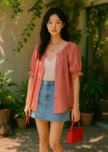 KAWAII  RED GINGHAM TOP