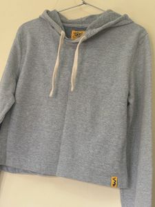 Campus Sutra Grey Cropped Hoodie