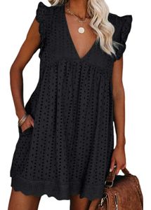 romper Chic Black Eyelet Mini Dress