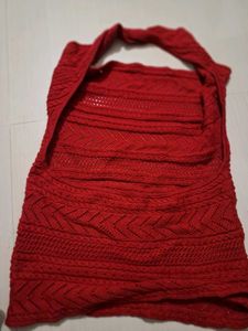 Chic Knitted Red cow neck top back less