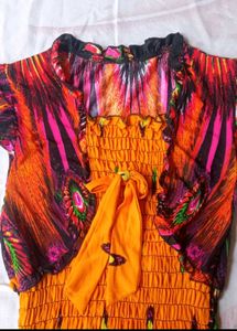 Colorful Peacock Print Dress