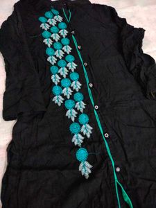 Embroidered Black Kurta