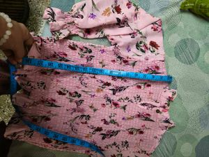 Pink Floral Smocked Crop Top in 30-32 size
