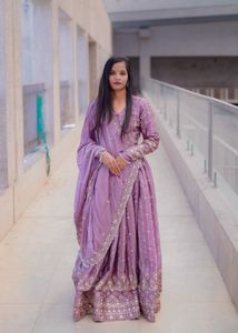Elegant Lavender Embroidered Lehenga Set. latkan l