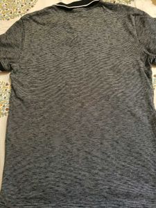 puma Men's Grey Striped Polo Shirt