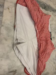 y2k Red Gingham Ruffle micro Mini Skirt