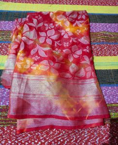 Vibrant Floral Print Saree
